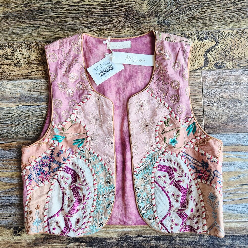 NWT Mes Demoiselles Paris 275 € New Manipura Embroidered Beaded Cropped Vest - Picture 4 of 16
